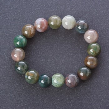 Multicolor Jasper Bracelet on Elastic Cord, Smooth Beads, 12 mm Diameter