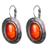 Discounted carnelian earrings in a Greek setting, oval stone 2.3 × 2.8 cm, length 4 cm