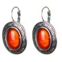 Discounted carnelian earrings in a Greek setting, oval stone 2.3 × 2.8 cm, length 4 cm