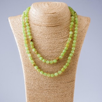 Long Onyx Necklace with smooth beads, natural onyx, 110 cm length, 8 mm diameter