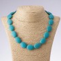 Necklace with natural turquoise stone (pressed), green oval, 50 cm length, 18×25 mm diameter (±)