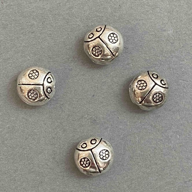 Bead insert in the shape of a Ladybug, metal color silver, 10x10 mm, packaging 20 g, ± 14 pcs