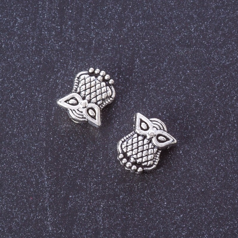 Bead insert Owl, Silver, 10×9 mm, packaging 20 g, +/- 30 pcs