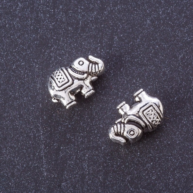 Bead-insert Elephant, metal color 'Silver', 9×13 mm, packaging 20 g ± 15 pcs