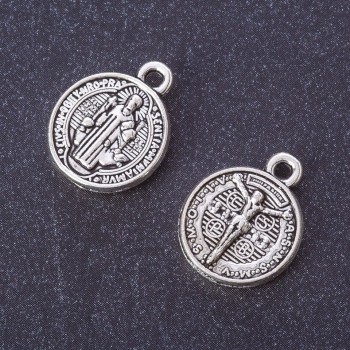 Coin Icon / Crucifix Pendant, metal color 'silver', size 17x13 mm, packaging 20 g +/- 13 pcs