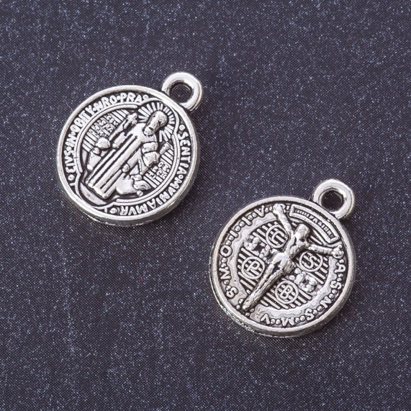 Coin Icon / Crucifix Pendant, metal color 'silver', size 17x13 mm, packaging 20 g +/- 13 pcs