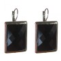 Discounted earrings with faceted agate, smooth bezel, rectangular stone 3x2 cm, length 3.9 cm