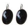 Clearance: Agate Earrings with Faceted Oval Stone in a Smooth Bezel, size B 2.3×3.2 cm, length 4 cm