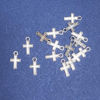 Discount! Silver-Tone Cross Pendant Findings, 14 × 8 mm, 20 g packaging, ±45 pcs