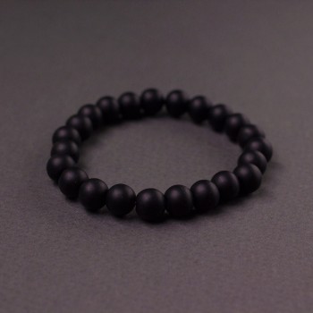 Shungite Elastic Bracelet, Smooth Beads, 8 mm Diameter, 18 cm Length +