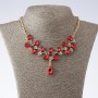 Necklace on a chain "Monaco" with red crystal drops, length 40-52 cm, metal color "gold"