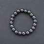 Hematite Natural Stone Bracelet on Elastic Cord, Smooth Beads, 10 mm Diameter