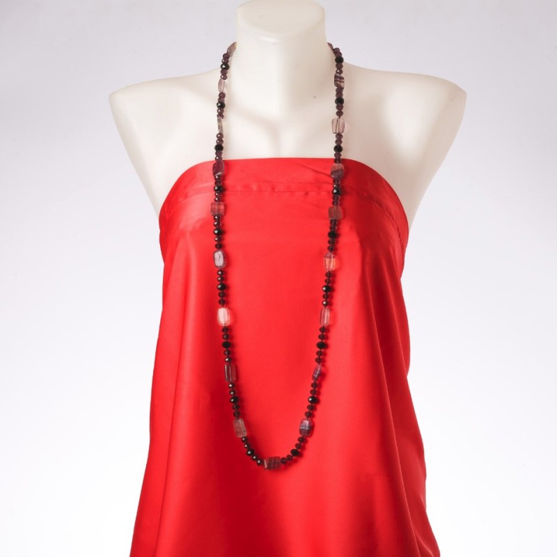 Clearance Long Necklace 'Orion's Constellation' natural fluorite stone, 'Czech crystal', Length 120 cm