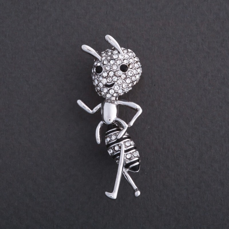 Brooch 'Brave Ant' 4x2 cm, metal color 'silver'