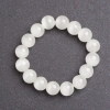 Women's Bracelet with White Cat's Eye Stone, 10 mm Diameter on Elastic, 18 cm Length