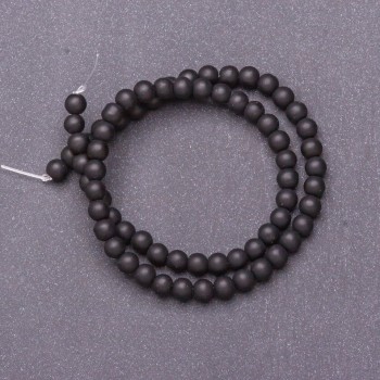 Shungite beads, smooth ball on thread (name), diameter 6 mm, length 37 cm