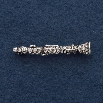 Brooch 'Flute' 4.5 cm gray metal