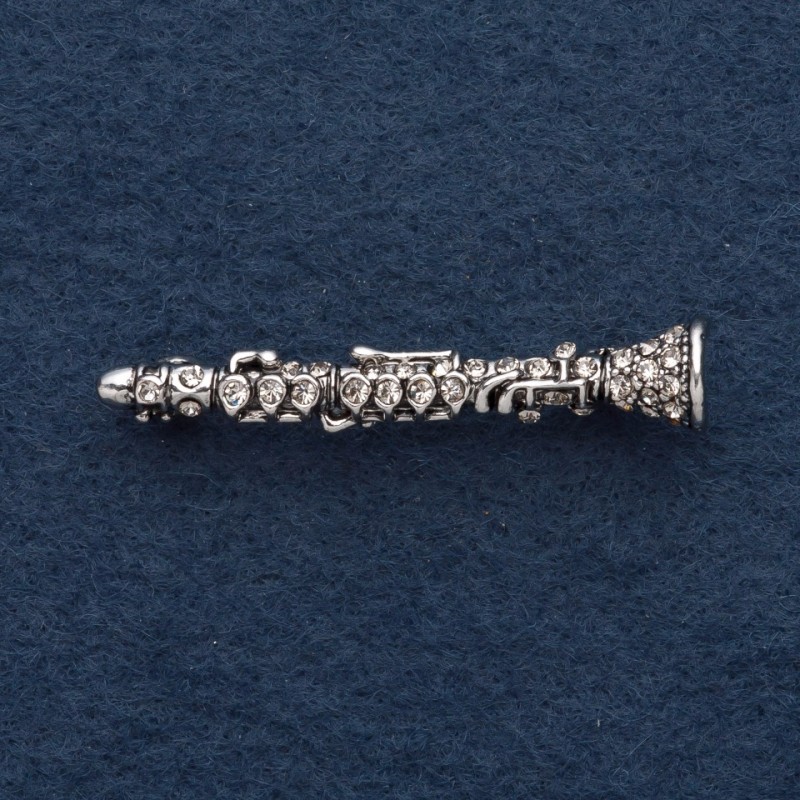 Brooch 'Flute' 4.5 cm gray metal