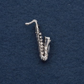 Brooch "Saxophone" 3x1 cm, metal color: dark silver