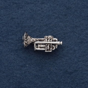 Trumpet Brooch 3×0.5 cm Gray Metal