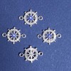 Sale! Pendant connector with crystals "Steering Wheel" 1.5x2 cm silver finish. 4 pcs