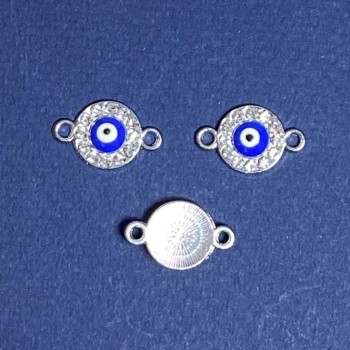 Sale! Pendant connector with rhinestones 'Eye' 1, 1x1, 8 cm silver-plated finish. 3 pcs