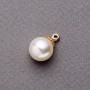 Pearl bead pendant findings, plastic, 12mm, golden finish, 8 pcs