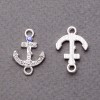 Pendant connector with crystals 'Anchor' Silver 2x1.5 cm, packaging 4 pcs