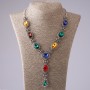 Evening necklace with multicolored crystals, length 45-55 cm