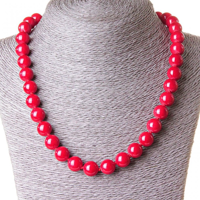 Red Coral Necklace (Pressed) Bead 10mm, 45 cm long