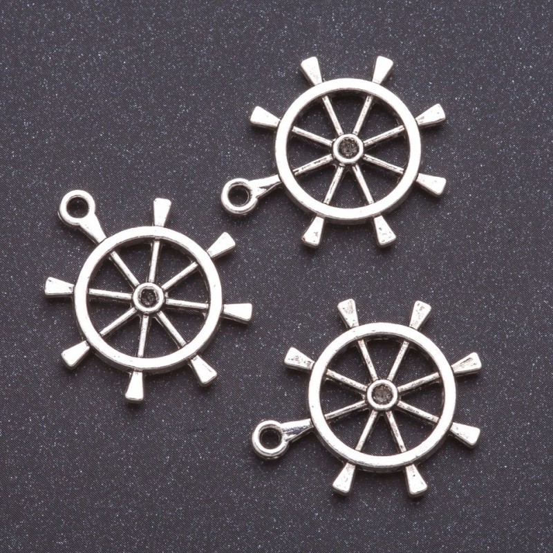 Hardware Pendant Helm b4mm dmm L 7mm gray metal finish 20g +/- 7pcs