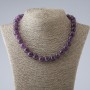 Natural Amethyst Bead Necklace, Smooth Round Beads, 12 mm Diameter, 47 cm Length