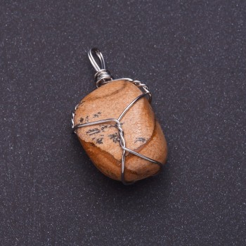 Pendant with landscape jasper in a silver-plated weave 2.8 × 2 cm (+-)