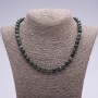 Moss Agate Natural Stone Necklace with a Faceted Bead, 45 cm long, 8 mm diameter