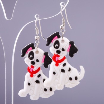 Earrings 'Dalmatian', length 3.5 cm, length 5 cm