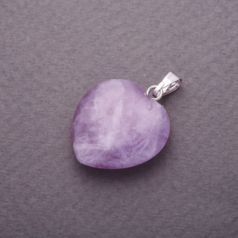 Heart Pendant with Natural Amethyst