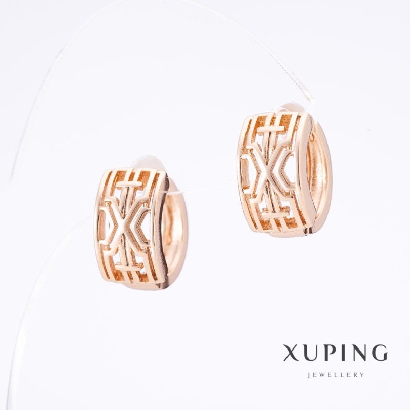 Xuping Earrings 'Slav Woman' 18K Gold Plated, length 1.5 cm, thickness 8.5 mm