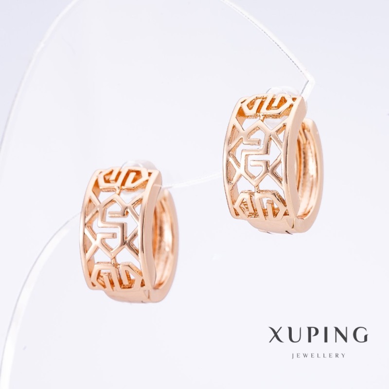 Sale! Xuping earrings with 18K gold plating, length 1.5 cm, thickness 8 mm