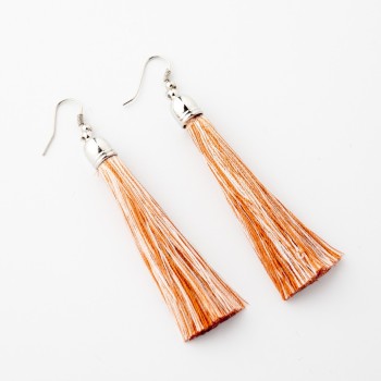 Earrings Tassels Caramel Stripe, 8 cm length, metal color 'silver'