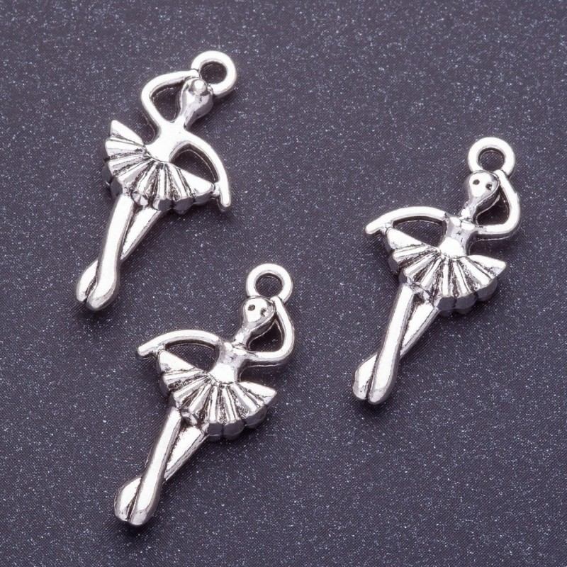 Ballerina pendant findings, L7mm, d1-1.5mm, silver color finish, packaging 20 g, +/- 11 pcs