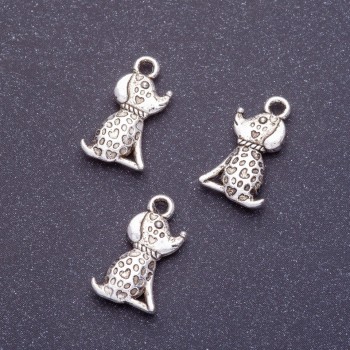 Discount! Findings: dog pendant, length 18 mm, diameter 1 mm, color silver, packaging 20 g, ± 19 pcs