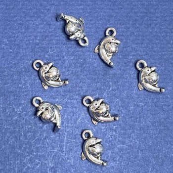 Sale! Dolphin pendant with ball, 15x9mm, pack 20 g ±17 pcs