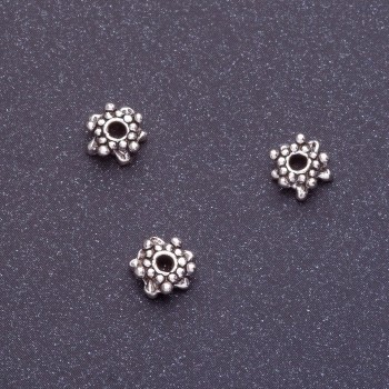 Bead spacer insert "Snowflake", Silver color, d1-6mm d2mm, packaging 20 g ± 51 pcs