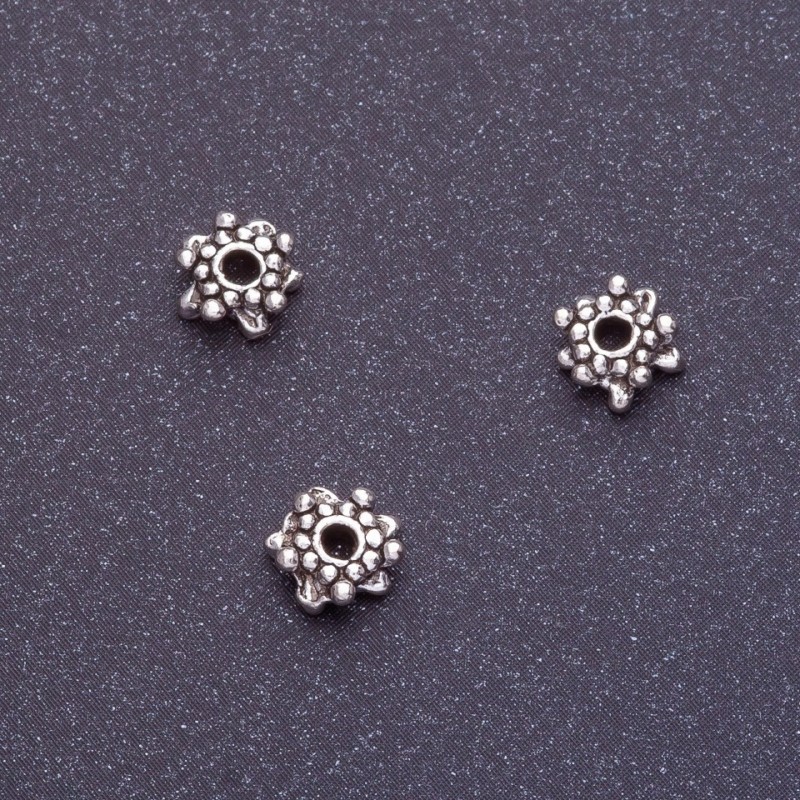 Bead spacer insert "Snowflake", Silver color, d1-6mm d2mm, packaging 20 g ± 51 pcs