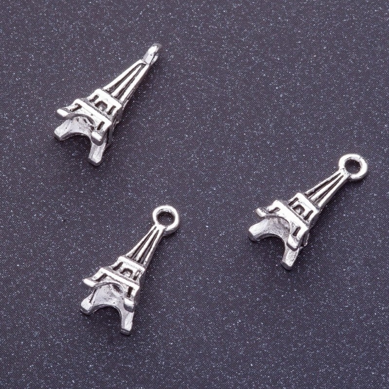 Eiffel Tower Pendant Fittings, length 16 mm, d1-1, 5 mm, silver color finish 20 g ± 23 pcs