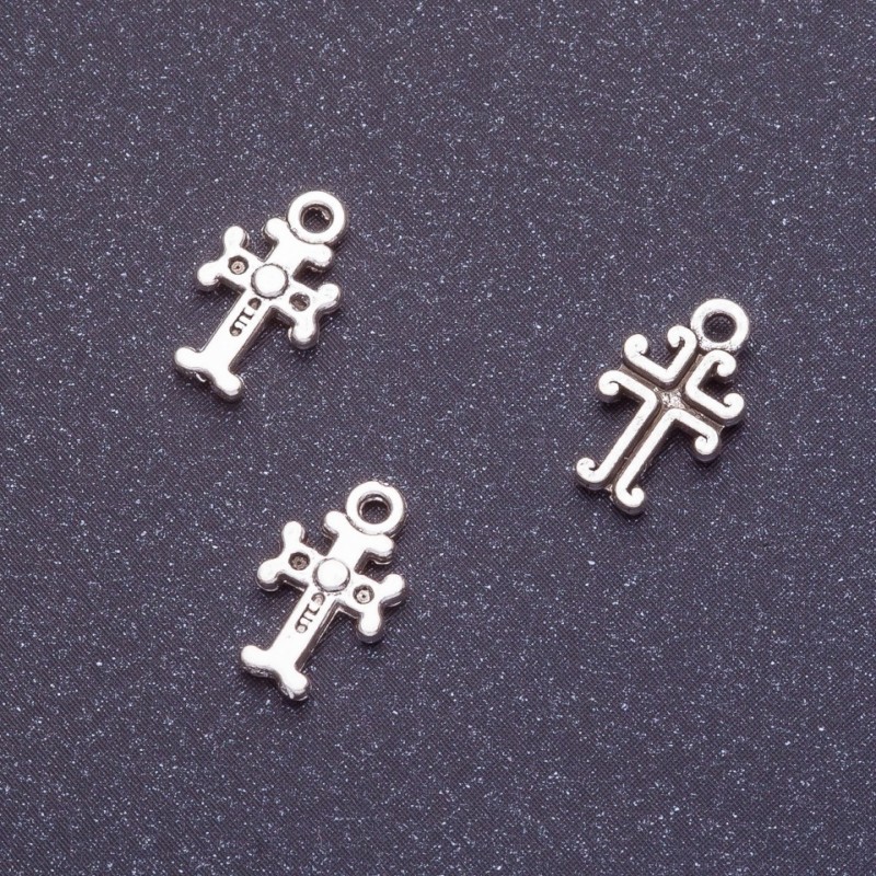 Cross pendant findings, length 11mm, d1-1, 5 mm facets, 20 g ± 93 pcs, silver color