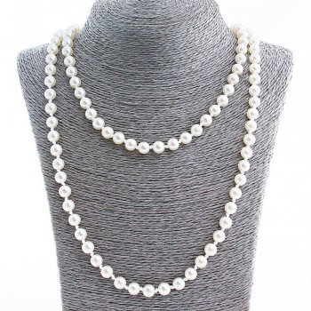 Long Pearl Bead Necklace (artificial plastic), 8 mm diameter, 150 cm +