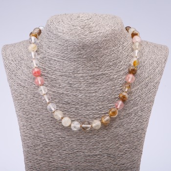 Natural chalcedony necklace, 10 mm diameter, 45 cm length