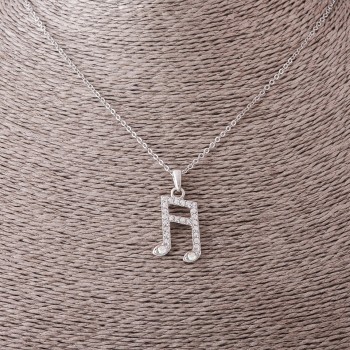 Pendant on chain 'Note', diameter 2.5 cm, length 55 cm, metal color 'silver'