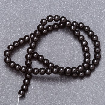 Natural stone beads Black Agate (pressed). On a thread, 6mm diameter, 37cm length
